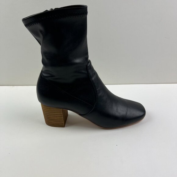 Anthropologie Silent D Black Cabre Boots with Stacked Leather Heel Size 36 - Picture 6 of 10